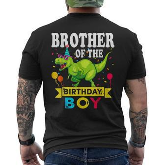 Brother Of The Birthday Boy T-Rex Rawr Dinosaur Men's T-shirt Back Print - Seseable