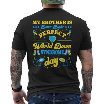 Brother Down Right Perfect World Down Syndrome Day 2024 Cute Men's T-shirt Back Print - Monsterry