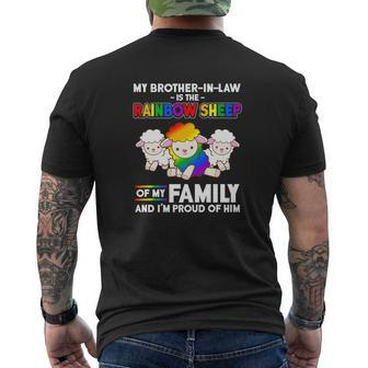 Brother In Law Rainbow Sheep Family Gay Pride Mens Back Print T-shirt - Thegiftio UK