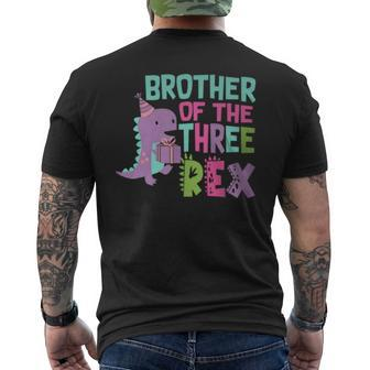 Brother Of The Three Rex Birthday Dinosaur Family Matching Men's T-shirt Back Print - Monsterry