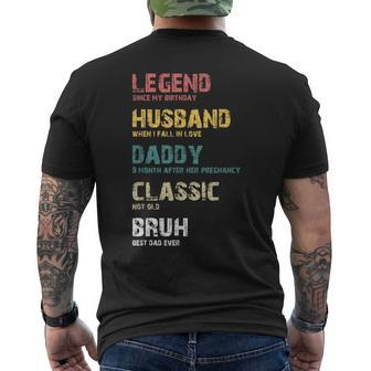 Bruh Best Dad Ever Legend Daddy Grandpa Father's Day Vintage Men's T-shirt Back Print - Thegiftio UK