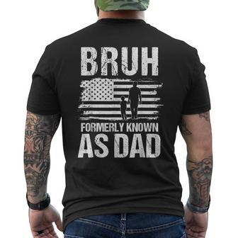 Bruh Formerly Known As Dad Father's Day Retro American Flag Men's T-shirt Back Print - Thegiftio UK