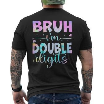 Bruh I'm Double Digits Retro 10 Year Old 10Th Birthday Girls Men's T-shirt Back Print - Monsterry