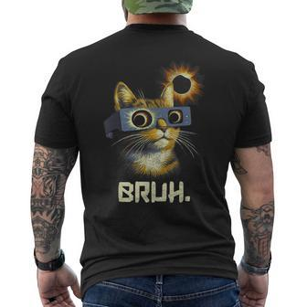 Bruh Total Solar Eclipse Cat Wearing Solar Eclipse Glasses Men's T-shirt Back Print - Seseable