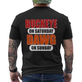 Buckeye On Saturday Dawg On Sunday Mens Back Print T-shirt - Thegiftio UK