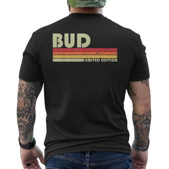Bud Name Personalized Retro Vintage Birthday Men's T-shirt Back Print - Monsterry