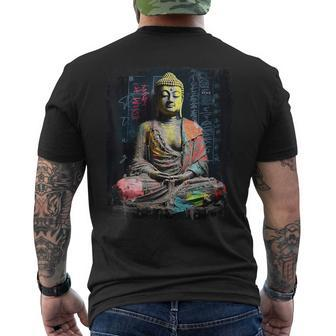 Buddhist Monk Yin Yang Zen Meditation Buddha Men's T-shirt Back Print - Seseable