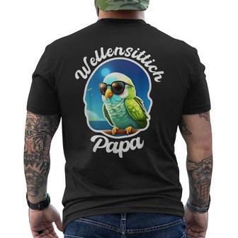 Budgie Papa Parakeet Bird Owner Welli T-Shirt mit Rückendruck - Geschenkecke