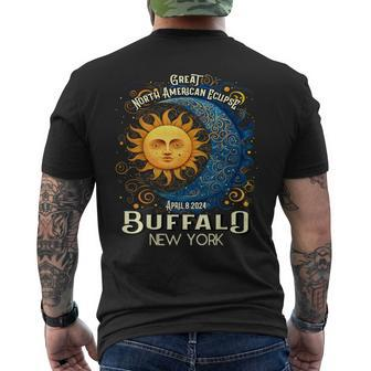 Buffalo New York 2024 Total Solar Eclipse April 8 Souvenir Men's T-shirt Back Print | Mazezy