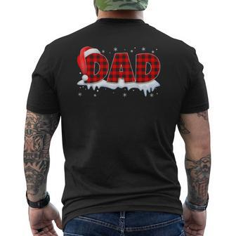 Buffalo Plaid Family Matching Dad Christmas Pajama Mens Back Print T-shirt | Mazezy