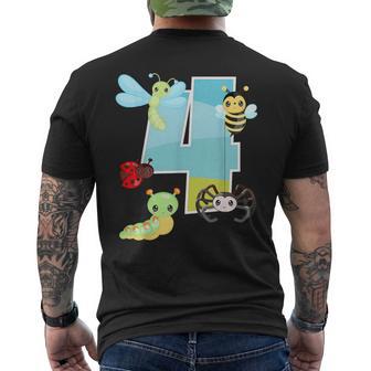 Bugs And Insects Nature Lover 4 Year Old 4Th Birthday Party Men's T-shirt Back Print - Monsterry AU