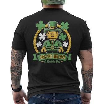 Building Blocks Figure Master Builder St Patrick's Day Boys Men's T-shirt Back Print | Mazezy