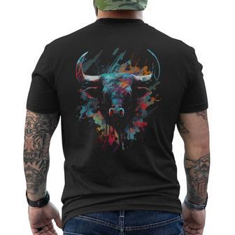 Bull Colorful Bull Riding Meat Favorite Animal Bull Fan Men's T-shirt Back Print - Thegiftio UK