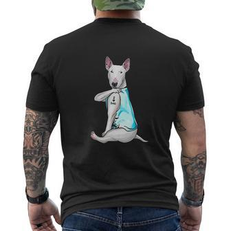 Bull Terrier Tattoos I Love Dad Sitting Mens Back Print T-shirt - Thegiftio UK