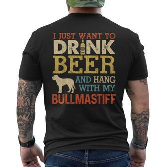 Bullmastiff Dad Drink Beer Hang With Dog Vintage Men's T-shirt Back Print - Monsterry DE