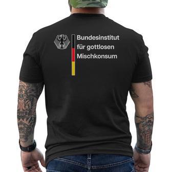 Bundesinstitut Für Gottlosen Mischkonsum Gottloser Ironie T-Shirt mit Rückendruck - Seseable