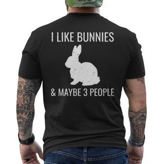 I Like Bunnies & Maybe 3 People Introvert Bunny Men's T-shirt Back Print | Mazezy