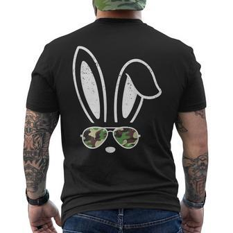 Bunny Ears Retro Sunglasses Easter Camo Camouflage Men's T-shirt Back Print | Mazezy