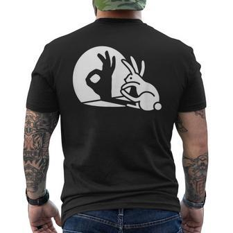 Bunny Rabbit Ok Okay Shadow Hand Gesture Sign Circle Game Men's T-shirt Back Print - Monsterry