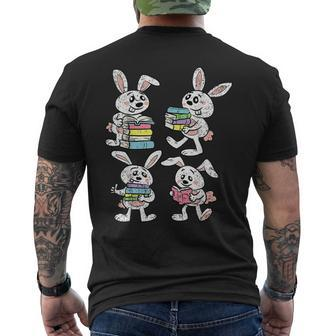Bunny Reading Books Easter Rabbit Bookworm Spring Men's T-shirt Back Print - Seseable