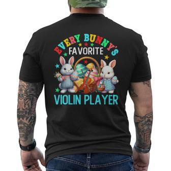 Bunny's Favorite Violin Player Easter Bunnies Instrument Men's T-shirt Back Print | Mazezy