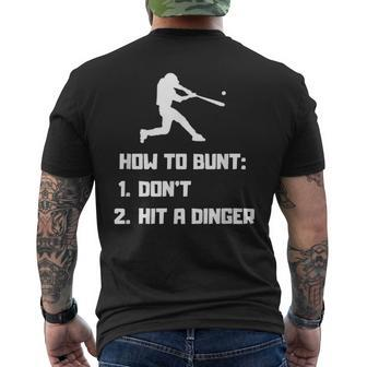 How To Bunt Don't Hit A Dinger Baseball Player Men's T-shirt Back Print - Monsterry