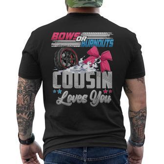 Burnouts Or Bows Gender Reveal Party Announcement Cousin Men's T-shirt Back Print - Monsterry UK