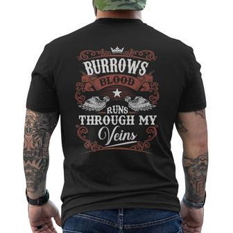 Burrows Blood Runs Through My Veins Vintage Family Name Men's T-shirt Back Print - Seseable