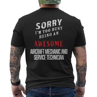 Busy Being Awesome Aircraft Mechanics Service Technicians Men's T-shirt Back Print - Monsterry