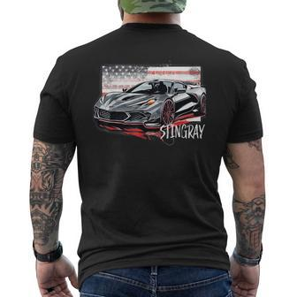 C8 American Muscle V8 Supercar Stingray Cool Vette Mechanic Men's T-shirt Back Print - Monsterry CA