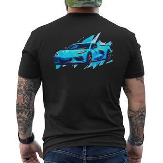 C8 Retro Rapid Blue Supercar Sports Car Vintage C8 Men's T-shirt Back Print - Monsterry UK