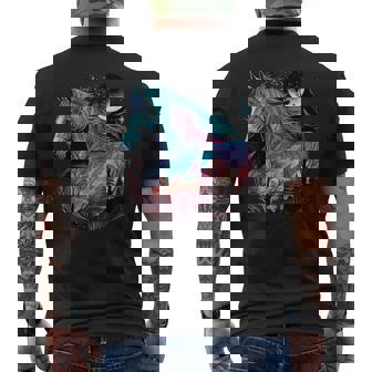 Caballo Realista Colorido En La Naturaleza Salvaje En Caballo De La Luna Camiseta Hombre Estampado Espalda - Regaloses