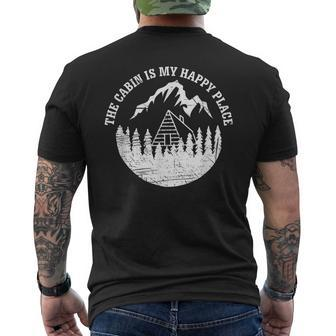 The Cabin Is My Happy Place T Distressed Vintage Look Men's T-shirt Back Print - Monsterry