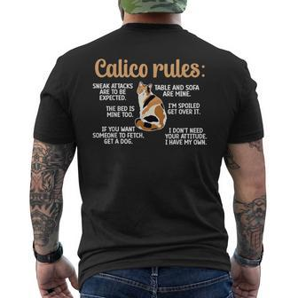 Calico Cat Rules Calico Cat Lover Calico Cat Owner Men's T-shirt Back Print - Monsterry UK
