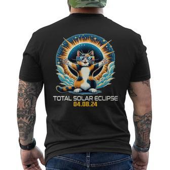 Calico Cat Taking Selfie Solar Eclipse Men's T-shirt Back Print | Mazezy