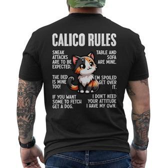 Calico Rules Feline Animal Pet Kawaii Calico Cat Men's T-shirt Back Print - Monsterry