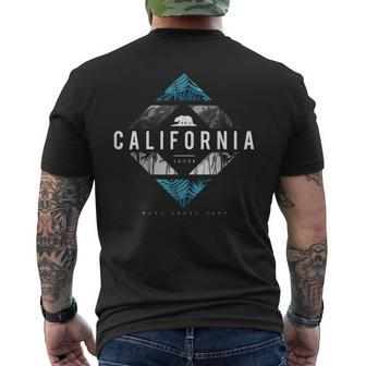 California Flag Bear Palm Tree Diamond Streetwear Men's T-shirt Back Print - Monsterry CA