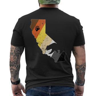 California Gay Bear Flag Pride Paw Distressed Men's T-shirt Back Print - Monsterry UK