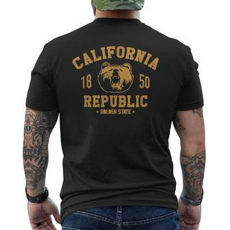 California Republic Bear Cali State West Central Coast Men's T-shirt Back Print - Monsterry