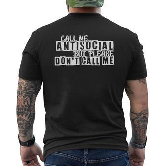Call Me Antisocial But Please Dont Call Me New Trend Mens Back Print T-shirt - Thegiftio UK
