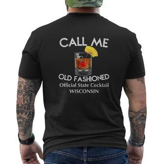 Call Me Old Fashioned Wisconsin State Cocktail Mens Back Print T-shirt - Seseable