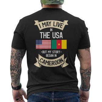 Cameroon American Flag Usa Cameroonian Roots Men's T-shirt Back Print - Monsterry