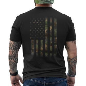 Camo American Flag With Tactical Military Green Camouflage Men's T-shirt Back Print - Monsterry DE