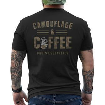 Camo & Coffee Dad's Essentials Fathers Day Present Men's T-shirt Back Print - Seseable