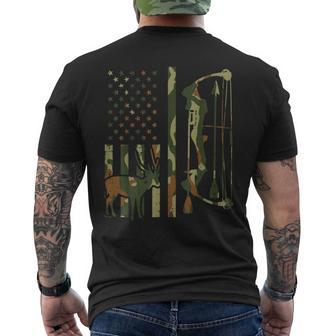 Camo Flag Deer Bow Hunting Patriotic Hunter Dad Archer Men's T-shirt Back Print - Thegiftio UK