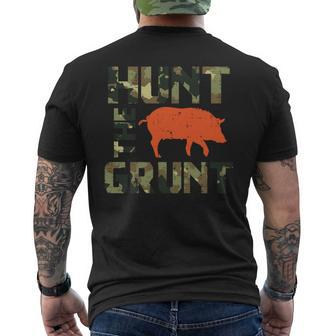 Camo Hunt The Grunt Hog Vintage Wild Boar Hunting Hunt Dad Men's T-shirt Back Print - Monsterry AU