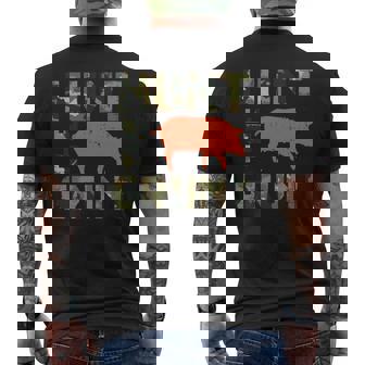 Camo Hunt The Grunt Hog Vintage Wild Boar Hunting Hunt Dad Men's T-shirt Back Print - Monsterry