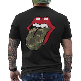 Camo Lips And Tongue Military 4Th Of July Men's T-shirt Back Print - Monsterry UK