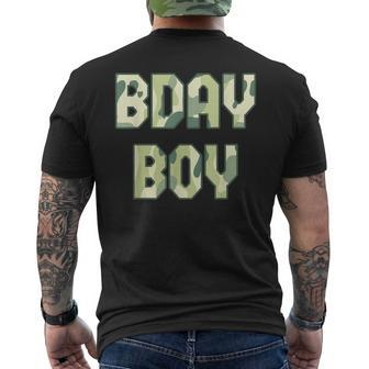 Camouflage Theme Bday Boy Military Little Officer Birthday Men's T-shirt Back Print - Monsterry