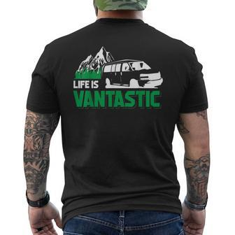 Camper Van Travel Life Is Vantastic Traveler Vanlife Men's T-shirt Back Print - Monsterry UK